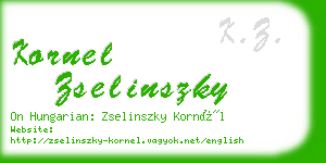 kornel zselinszky business card